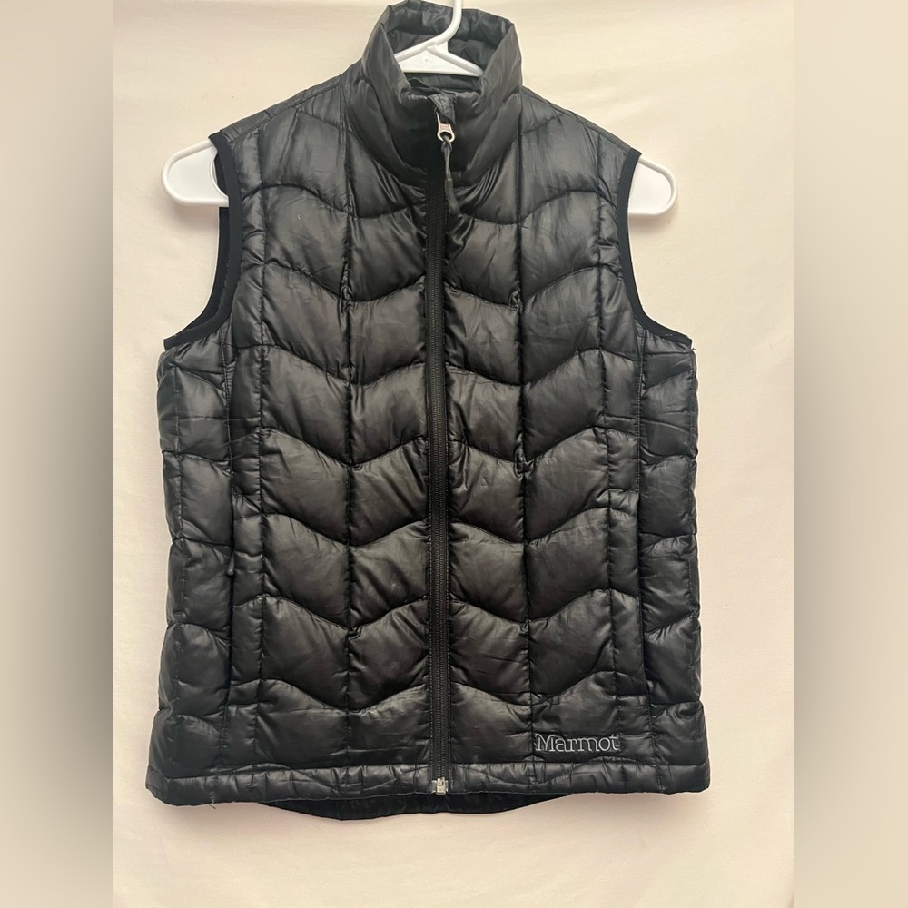 Marmot Cozy Down Insulation 800 Fill Zip Up Puffy Side Pockets Black Puffer Vest